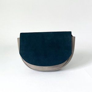 Skagen Leather and Nubuck Clutch with a knot - Navy and Oatmeal Grey